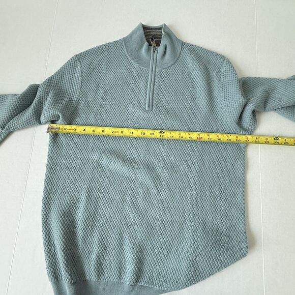 Ted Baker Sweater Mens XL Blue Wool Blend Half Zip Mock Neck Honeycomb - Picture 7 of 11